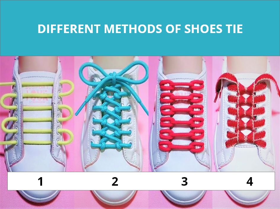 Different methods of shoes tie